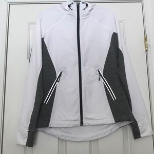 Hooded athletic jacket